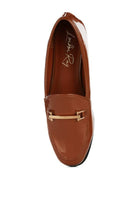 Soft, stylish and chic! These faux leather semi casual loafers are perfect for work and beyond. Featuring shiny golden metal sling detail, these loafers will take you look up a notch. The super soft faux leather upper makes it effortless to slip on and get out the door in style while providing ultimate comfort. Avah Couture