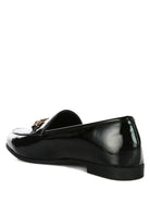 Soft, stylish and chic! These faux leather semi casual loafers are perfect for work and beyond. Featuring shiny golden metal sling detail, these loafers will take you look up a notch. The super soft faux leather upper makes it effortless to slip on and get out the door in style while providing ultimate comfort. Avah Couture