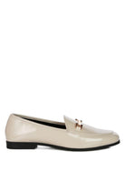 Soft, stylish and chic! These faux leather semi casual loafers are perfect for work and beyond. Featuring shiny golden metal sling detail, these loafers will take you look up a notch. The super soft faux leather upper makes it effortless to slip on and get out the door in style while providing ultimate comfort. Avah Couture