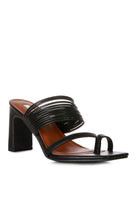 Surreal Summer Mid Block Heel Slide Sandals -Black