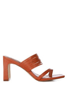 Surreal Summer Mid Block Heel Slide Sandals -Orange