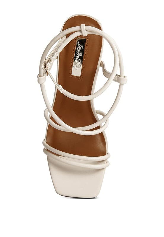 Avah Couture - Gracie Ankle Strap Wedge Sandals -Ecru