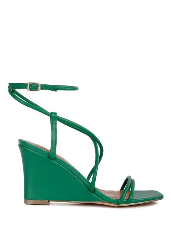 Avah Couture - Gracie Ankle Strap Wedge Sandals -Green