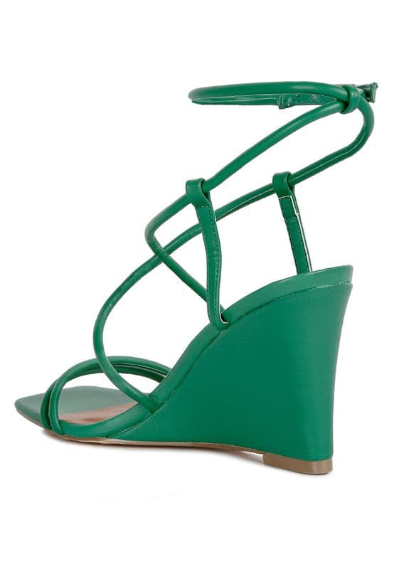 Avah Couture - Gracie Ankle Strap Wedge Sandals -Green