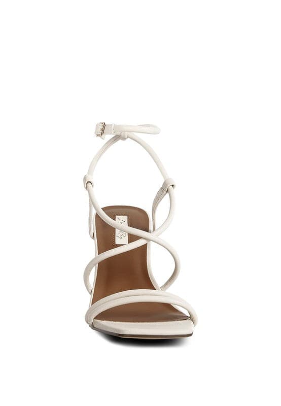 Avah Couture - Gracie Ankle Strap Wedge Sandals -Ecru