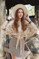 Tie Front Crochet Top-Mocha-Avah Couture