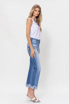 The look of a high-rise, ankle-length jean with an extra touch of style. Featuring a high-waist, regular straight fit and cuffed with a gray hemline. These jeans are perfect for everyday wear and pair well with any casual outfit - Avah Couture