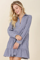 Timeless Corduroy Tiered Mini Dress - Blue or Pink