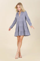 Timeless Corduroy Tiered Mini Dress - Blue or Pink