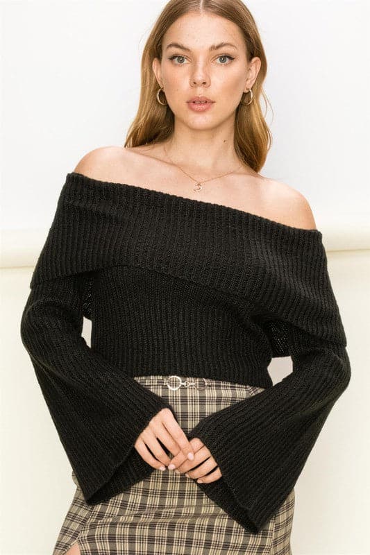 Wear sophistication and elegance in our ribbed off-the-shoulder sweater! The fitted bodice is perfect for tucking into your high rise jeans. Crafted with a fold over off the shoulder neckline and loose long sleeves, this versatile piece will add a feminine touch to any look.