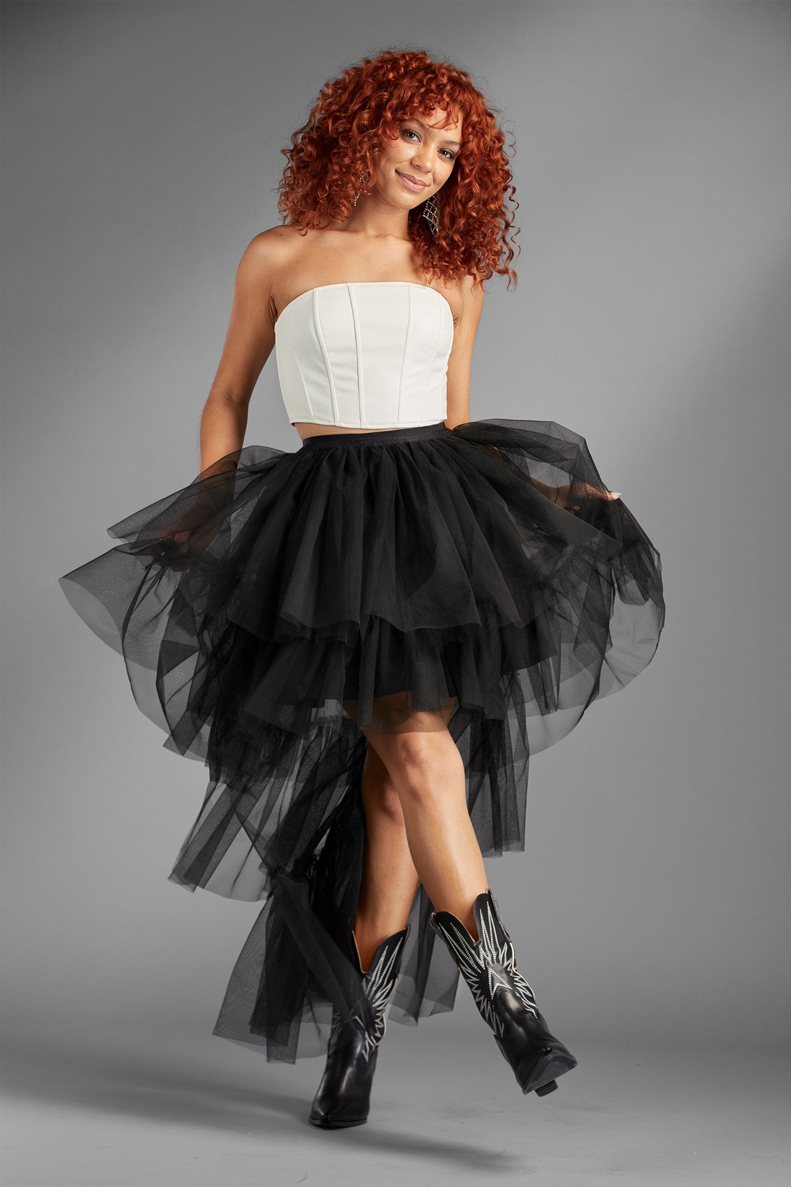 Black ruffle tulle outlet skirt