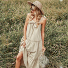 Bow-licious Cotton Maxi Sundress - Biege-AVAH