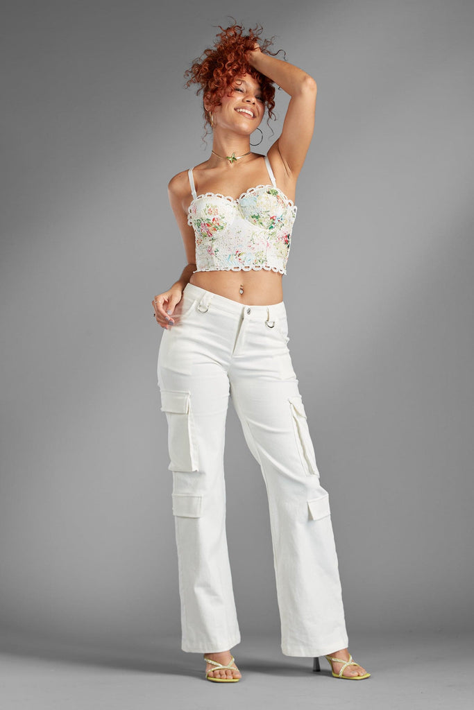 Avah-Couture-First-Impression-White-Dress-Low-Rise-Cargo-Pants