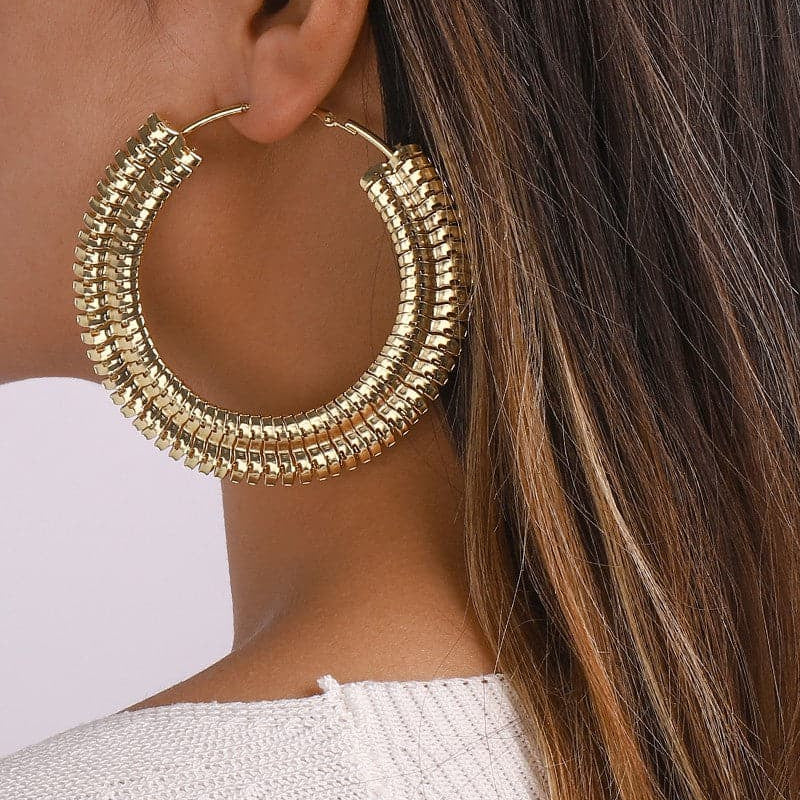 AVAH-Oversized Gold Hoop Statement Earrings