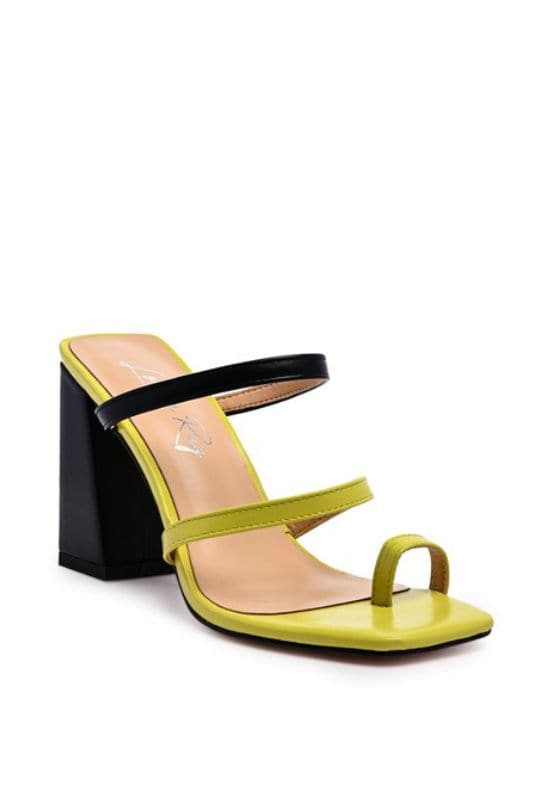 Choose the color block high heeled sandals that will look good with any outfit. With its double strap and toe ring, these shoes offer better grip and style while keeping you on-trend. Pair them with a maxi dress, or use them to spice up your next evening out - Avah Couture