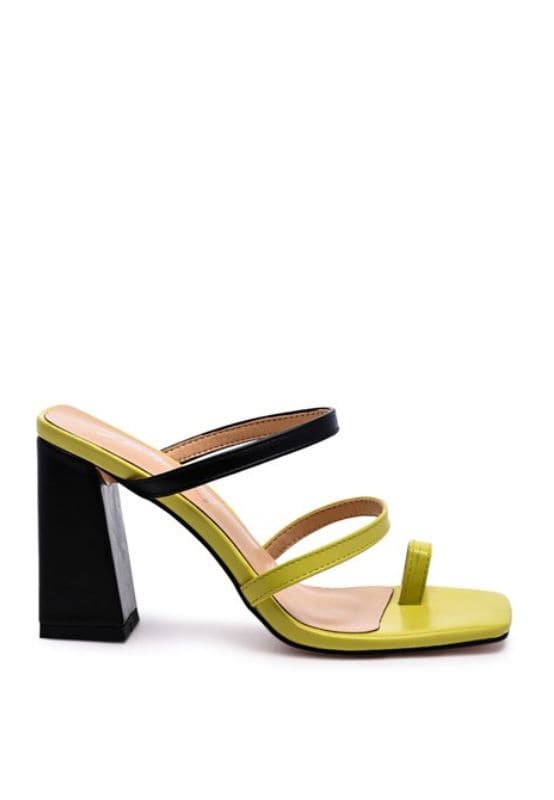 Choose the color block high heeled sandals that will look good with any outfit. With its double strap and toe ring, these shoes offer better grip and style while keeping you on-trend. Pair them with a maxi dress, or use them to spice up your next evening out - Avah Couture