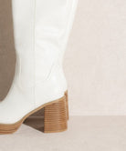 Sadie Platform Knee High Boots-White-Avah