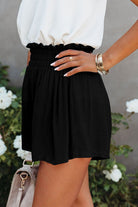 Surf Side Black Smocked Waist Shorts - AVAH