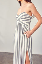 AVAH-Sweetheart Stripe Strapless Maxi Dress