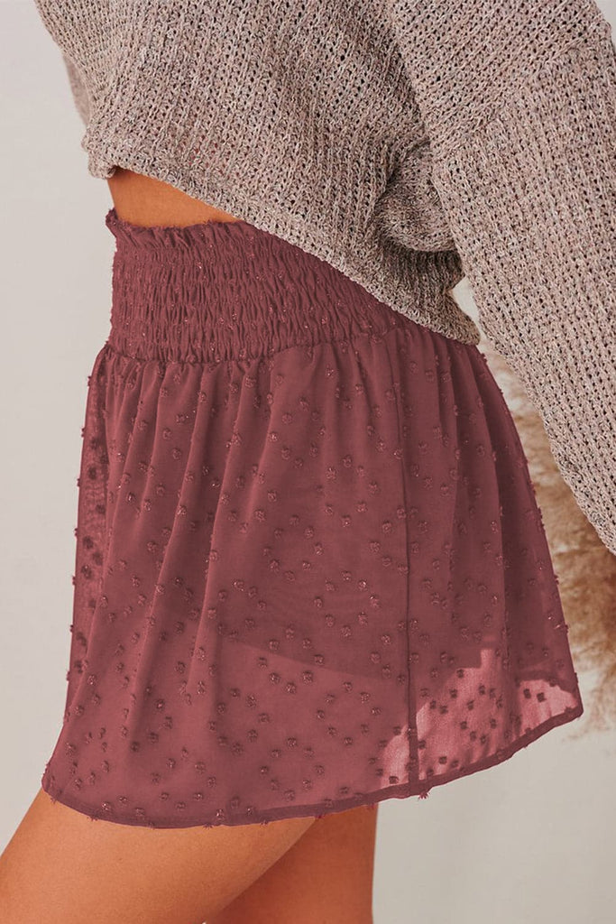 Vintage Rose Textured Smocked Waist Shorts - Avah Couture