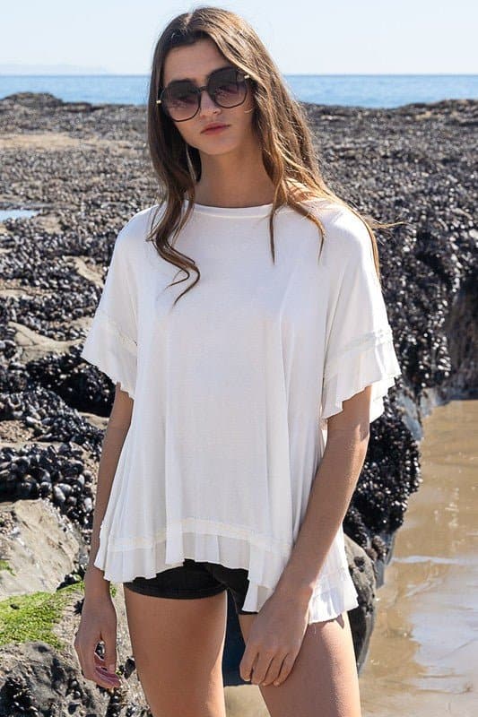 All The Sweet Things Ruffle Overlay Knit Top - Available in 3 colors - Avah Couture