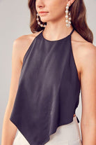 Ambrosia Open Back Tie Bow Top - Black - Avah Couture