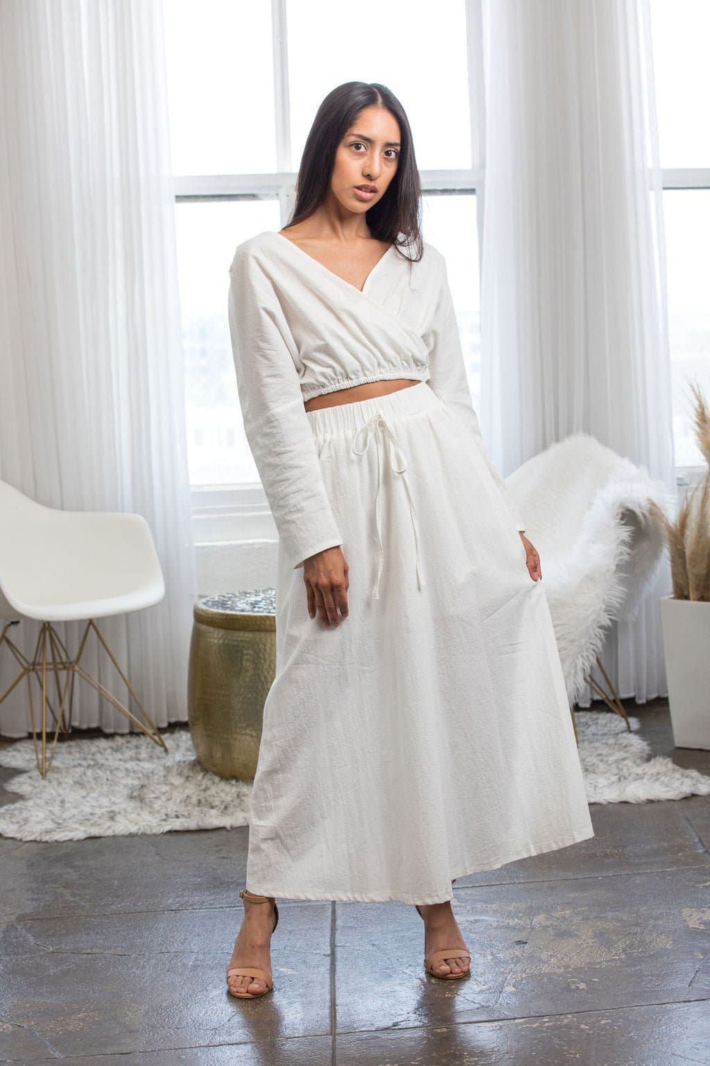 @AlyssaTay Two Piece Maxi Dress - White - Avah Couture