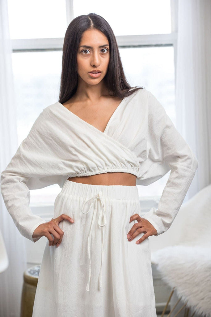 @AlyssaTay Two Piece Maxi Dress - White - Avah Couture