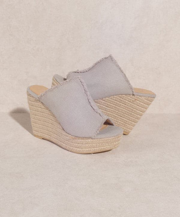 Blissful Distressed Linen Wedge Heel - Avah Couture