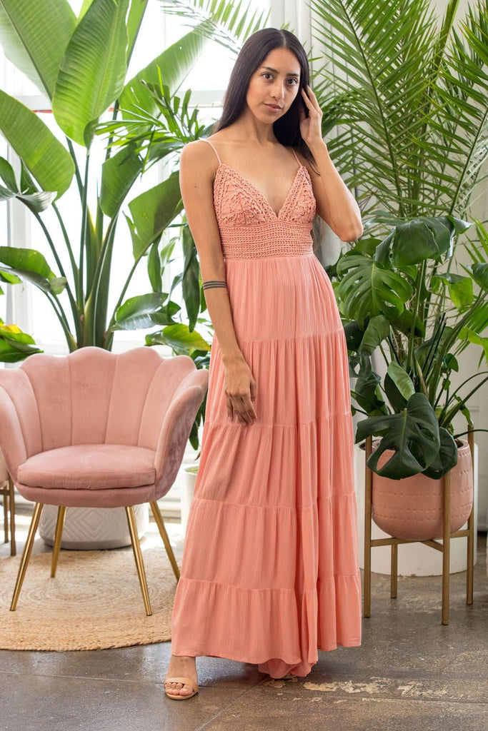 Boardwalk Lace Inset Wide Leg Jumpsuit-Pink - Avah Couture