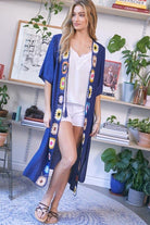 Boho Vibe Solid Long Cardigan Cover Up - Navy or White - Avah Couture