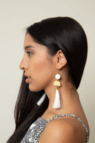 Cascading Tassel Drop Earrings - White-AVAH