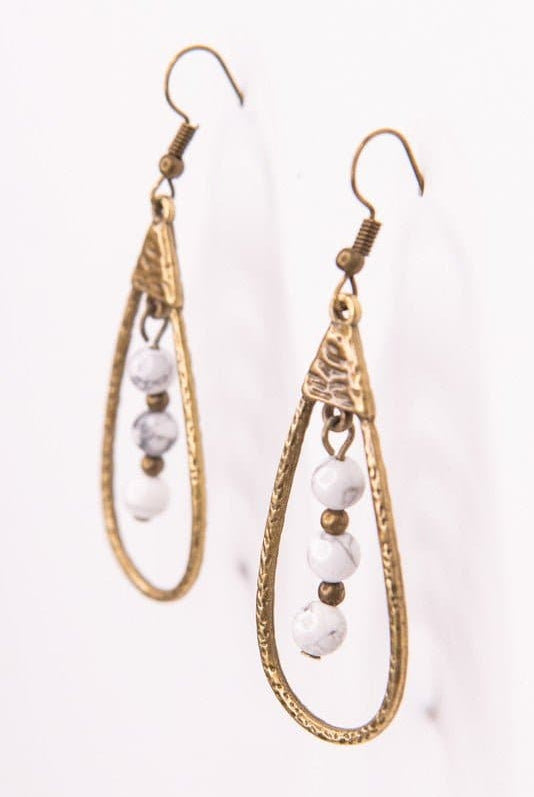 Center Bead Dangle Earring - Bronze-AVAH