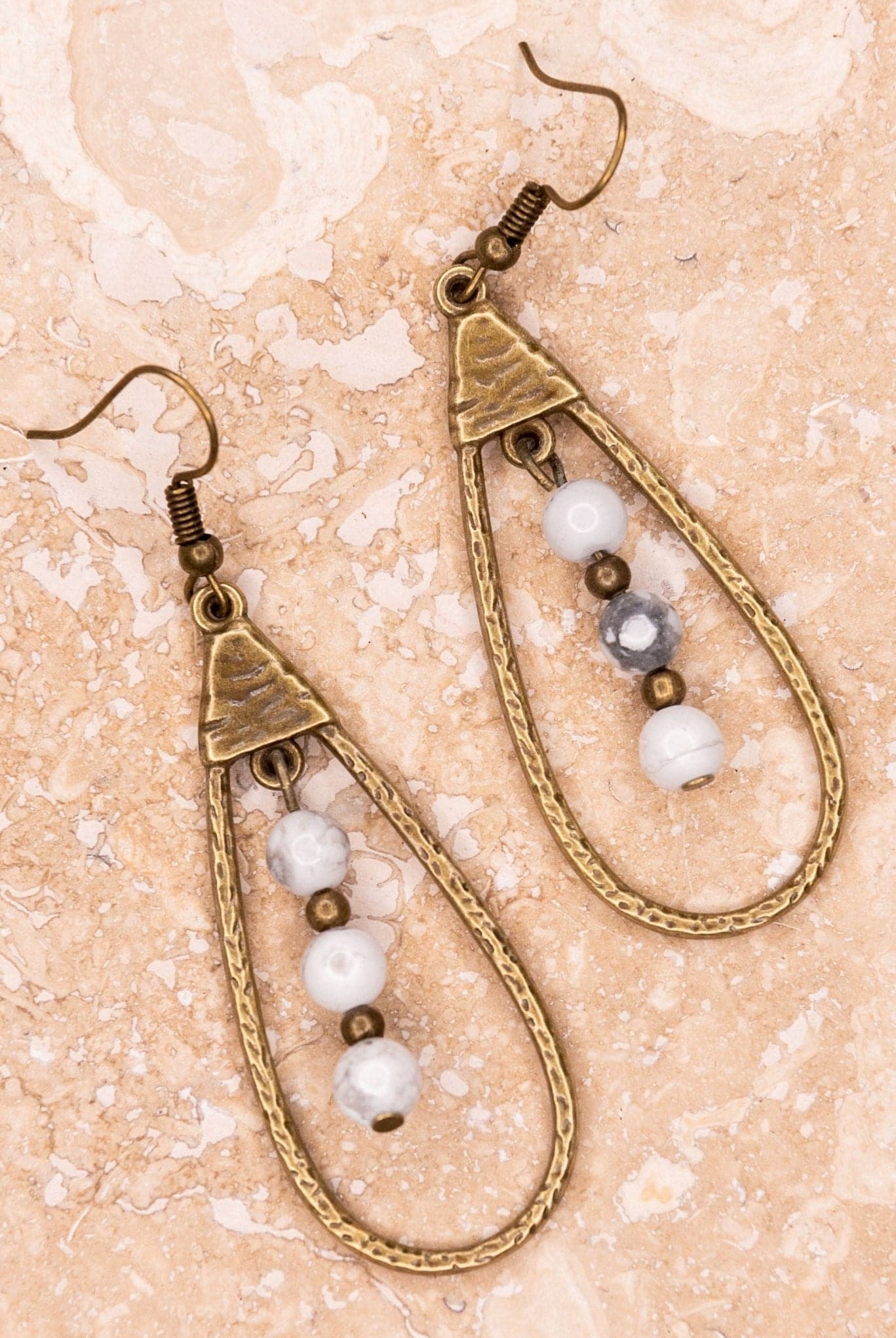 Center Bead Dangle Earring - Bronze-AVAH