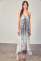 Day Trippin’ Tie Dye Cami Maxi Dress - Charcoal or Rose - Avah Couture