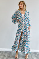 Dazzling Diamond Long Sleeve Kimono - Orange or Teal Blue - Avah Couture