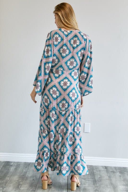Dazzling Diamond Long Sleeve Kimono - Orange or Teal Blue - Avah Couture