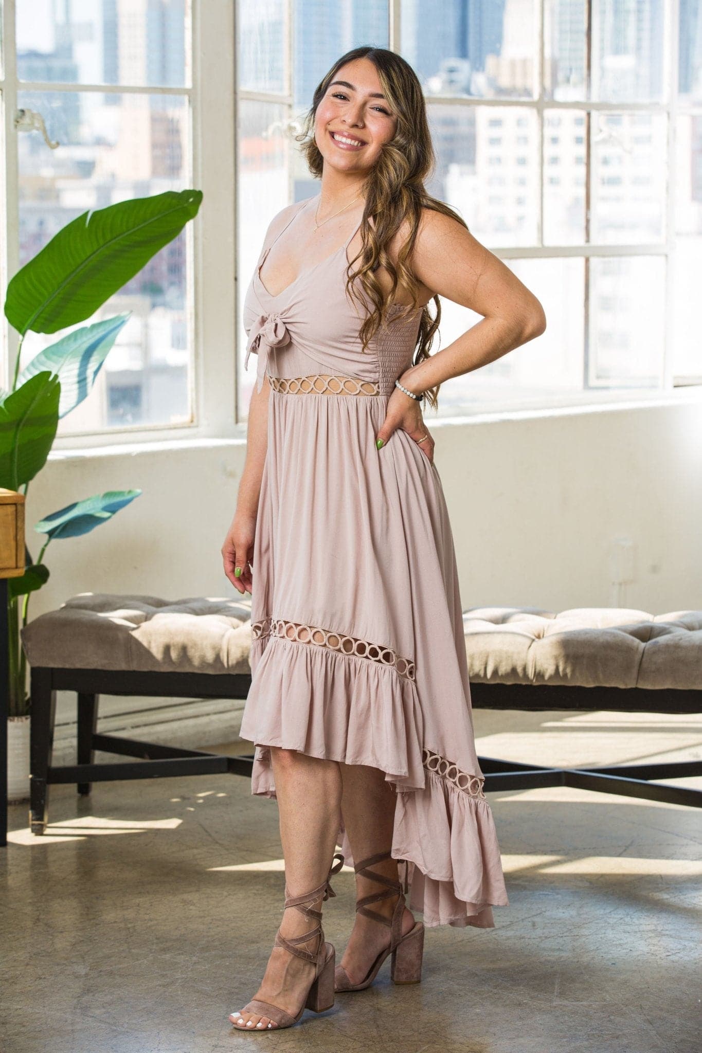 Desert Song High Low Dress - Taupe - AVAH