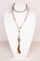 Down To Earth Stone Drop And Tassel Necklace - AVAH