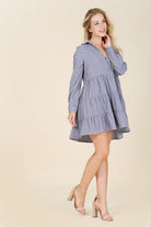 Timeless Corduroy Tiered Mini Dress - Blue or Pink