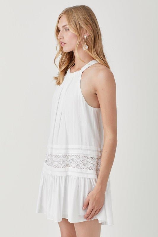 AVAH-Easy Breezy Sleeveless Halter Mini Dress-White
