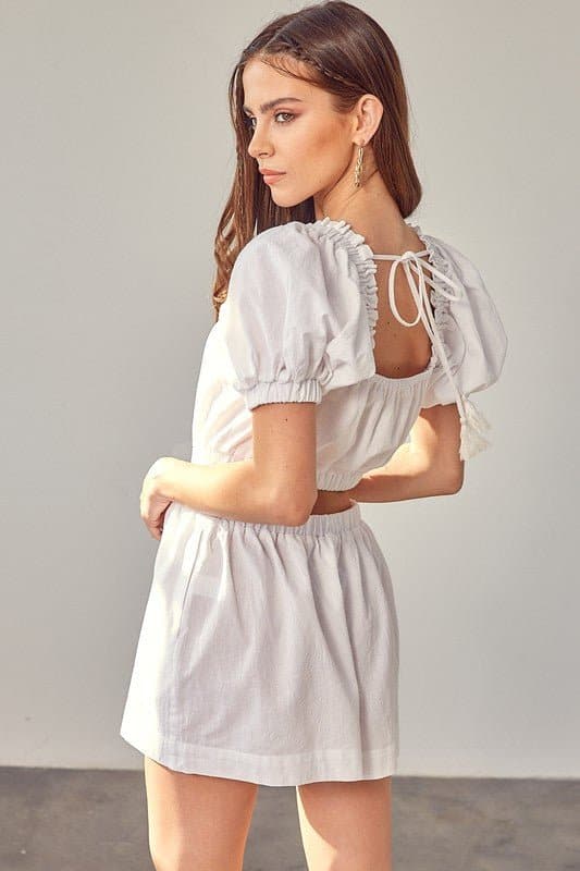 Eyes On You Square Neck Open Back Romper - White - Avah Couture