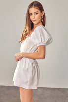 Eyes On You Square Neck Open Back Romper - White - Avah Couture