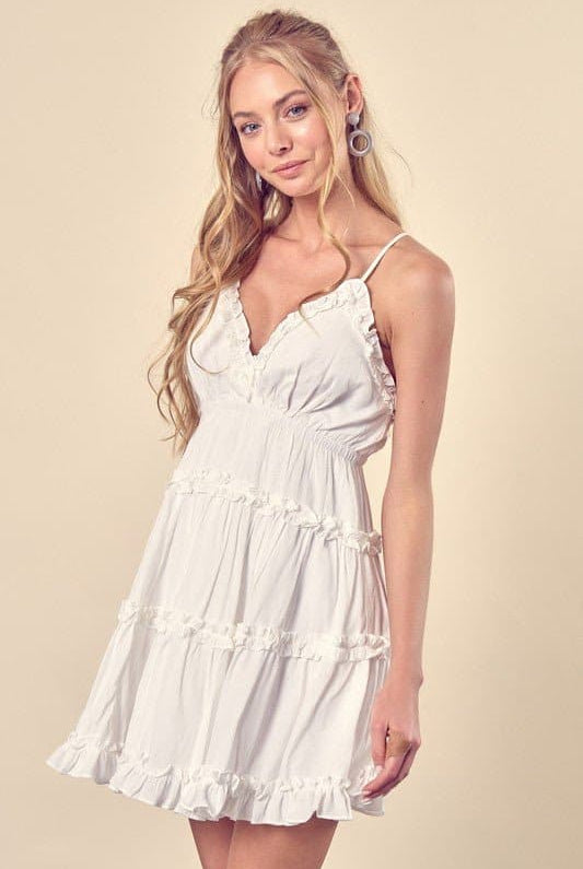 Feelin' Free Ruffle Tiered Mini Dress - Lavender or White - Avah Couture