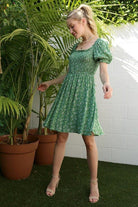 Forever Mine Floral Mini Dress - Green - AVAH