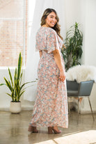 Forget Me Not Pink Floral V-Neck Maxi Dress - AVAH