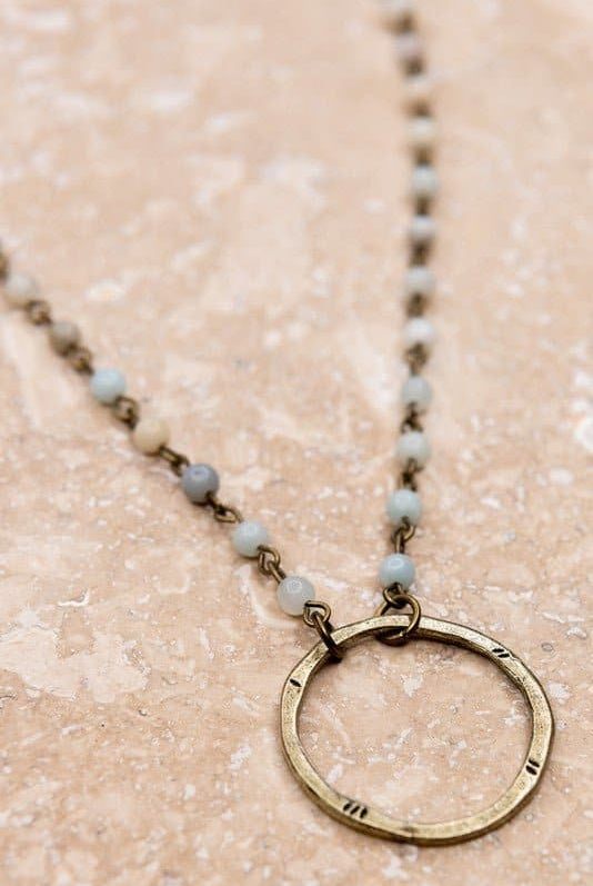 Full Circle Bronze Ring Necklace With Natural Stone - Avah Couture