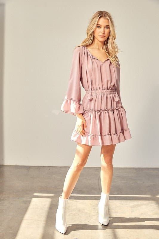 Gardenia Woven Peasant Dress - Rose or Sky - Avah Couture
