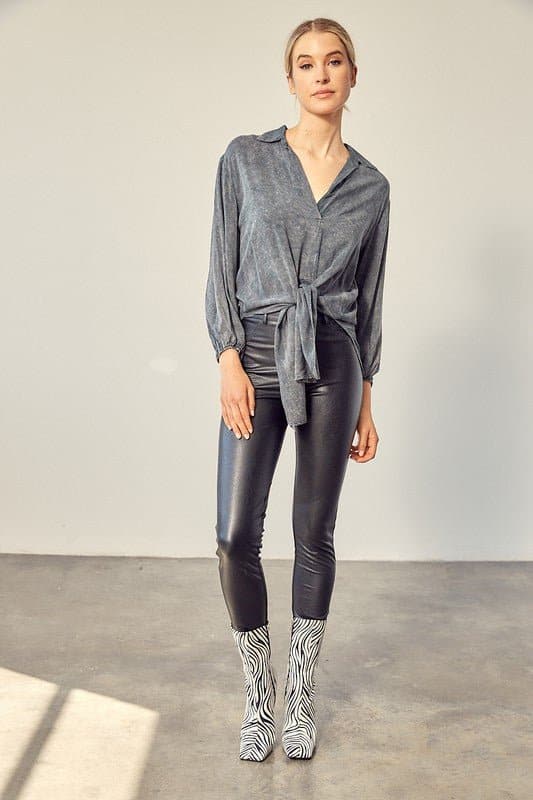 It's A Breeze Front Tie Garment Dye Shirt - Avah Couture