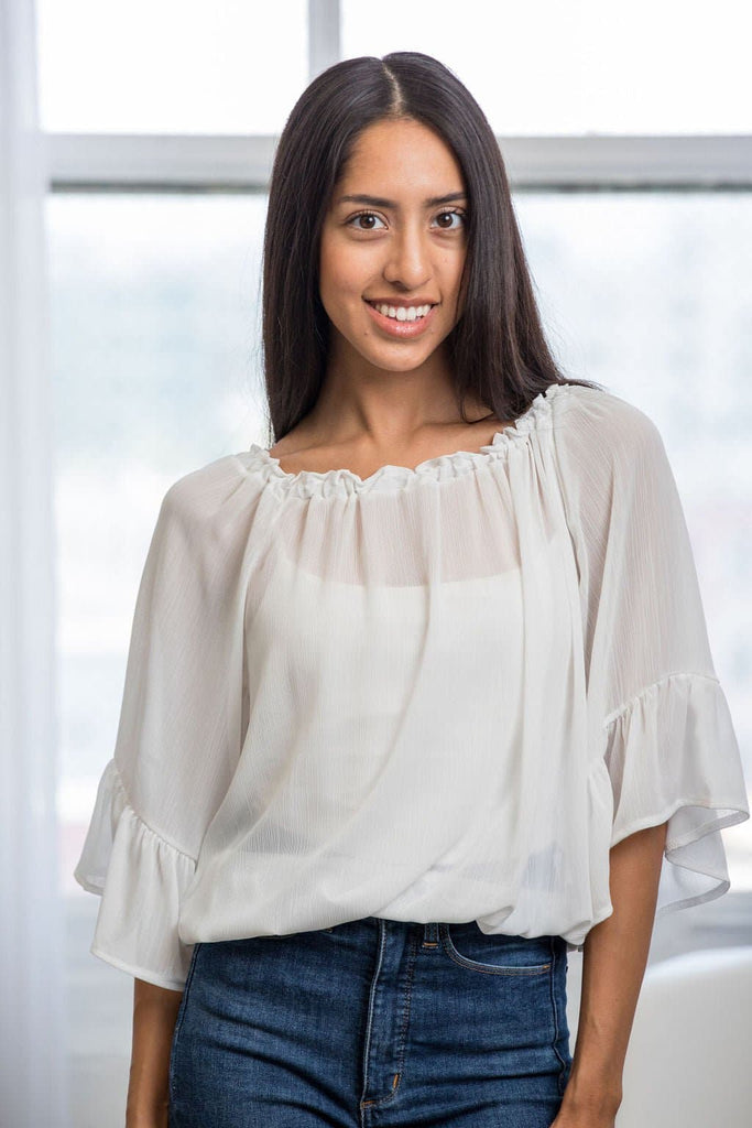 It's A Breeze Off The Shoulder Blouse - White - Avah Couture
